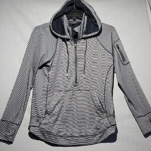 Athleta Black and White Striped Hoodie